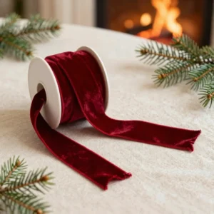 Crimson Silk-Velvet Tree Ribbon